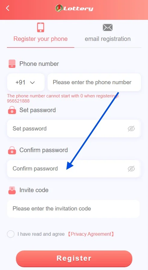 confirm the password